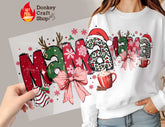 Mama Christmas Coquette Bow Hot Cocoa DTF Transfer, Ready to Press DTF494 - Donkey Craft Vinyl