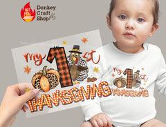 My 1st Thanksgiving Turkey and Pumpkin DTF Transfer, Ready to Press DTF486