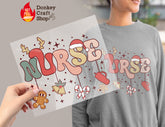 Christmas Nurse DTF Transfer for T-shirts, Hoodies, Heat Transfer, Ready for Press Heat Press Transfers DTF200
