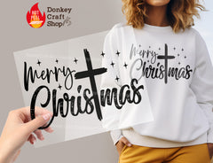 Merry Christmas Christian Cross Faith DTF Transfer, Ready to Press DTF495