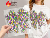 Happy Mardi Gras Y'all Fleur De Lis Coquette Bow DTF Transfer, Ready to Press DTF537 - Donkey Craft Vinyl