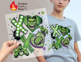 Hulk Superhero XOXO Hearts DTF Transfer, Ready to Press DTF652 - Donkey Craft Vinyl