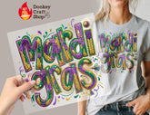 Mardi Gras Chenille Texture DTF Transfer, Ready to Press DTF661 - Donkey Craft Vinyl