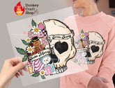 Sorta Merry Sorta Scary Skull DTF Transfer for T-shirts, Hoodies, Heat Transfer, Ready for Press Heat Press Transfers DTF202