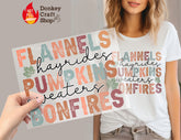 Flannels Pumpkins Bonfires DTF Transfer, Ready to Press DTF473 - Donkey Craft Vinyl
