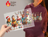 Christmas Chickens String Lights DTF Transfer, Ready to Press DTF483 - Donkey Craft Vinyl