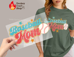 Baseball Mom Retro Glitter Sports DTF Transfer, Ready to Press DTF540