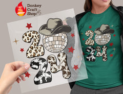 2024 New Year Cowboy Hat DTF Transfer, Ready for Press Heat Press Transfers DTF249