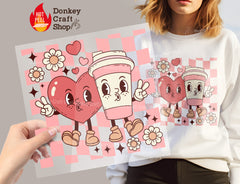 Coffee Valentines Day DTF Transfer, Ready for Press Heat Press Transfers DTF280