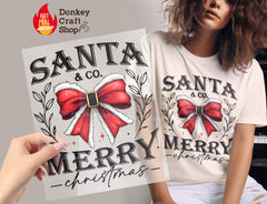 Santa & Co. Red Coquette Bow Christmas DTF Transfer, Ready to Press DTF480