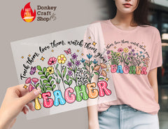 Teacher Wildflowers DTF, Ready for Press, Heat Press Transfers DTF413