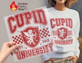 Cupid University Retro Collegiate Valentine DTF Transfer, Ready to Press DTF518 - Donkey Craft Vinyl