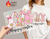 Happy Easter Coquette Leopard Floral Bunny DTF Transfer, Ready to Press DTF535 - Donkey Craft Vinyl