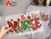 Christmas Nurse DTF Transfer for T-shirts, Hoodies, Heat Transfer, Ready for Press Heat Press Transfers DTF166