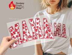 Mama Heart Pattern Varsity DTF Transfer, Ready to Press DTF511