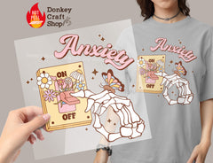 Anxiety OFF Mental Health DTF Transfer, Ready for Press Heat Press Transfers DTF247