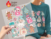 Nurse Christmas DTF Transfer for T-shirts, Hoodies, Heat Transfer, Ready for Press Heat Press Transfers DTF190