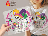 Let The Good Times Roll Mardi Gras Skeleton Jester DTF Transfer, Ready to Press DTF509 - Donkey Craft Vinyl
