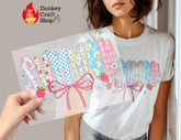 Summer Coquette Bow Strawberry DTF Transfer, Ready to Press DTF583 - Donkey Craft Vinyl