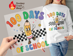 Happy 100 Days of School DTF Transfer, Ready for Press Heat Press Transfers DTF235