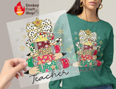 Teacher Christmas Pencil Tree DTF Transfer, Ready to Press DTF489 - Donkey Craft Vinyl