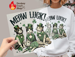 Meow Luck St. Patrick's Day Cats DTF Transfer, Ready to Press DTF530