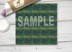 Teal and Gold Leopard HTV 1634