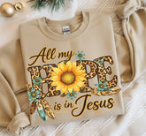 All My Hope Is In Jesus Sunflower Leopard DTF Transfer, Ready to Press DTF679 - Donkey Craft Vinyl