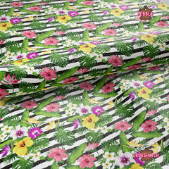 Tropical flowers Printed Faux Leather 031