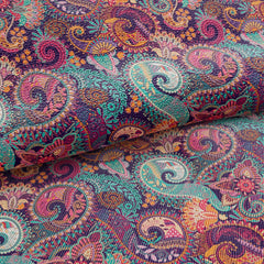 Paisley Floral Printed Faux Leather 035