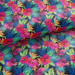 Tropical Flower printed Faux Leather 042