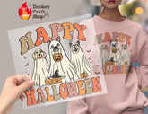 Happy Halloween Ghost DTF Transfer for T-shirts, Hoodies, Heat Transfer, Ready for Press Heat Press Transfers DTF130