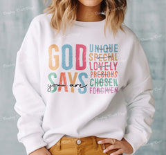 God Says You Are Christian DTF Transfer - Retro Bible Verse Ready to Press DTF451