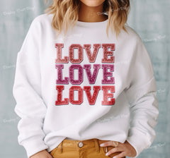 Faux Glitter Love DTF Transfer, Ready for Press Heat Press Transfers DTF283