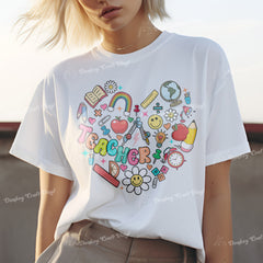 Teacher in Heart DTF, Ready for Press, Heat Press Transfers DTF412