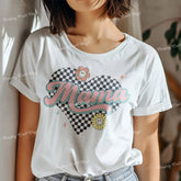 CHecker Heart Mama DTF Transfer, Ready for Press Heat Press Transfers DTF345