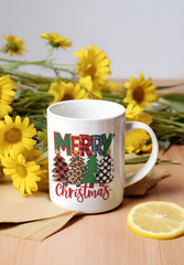 Merry Christmas UV DTF Libbey Wrap – 16oz Glass Can Sticker UV062