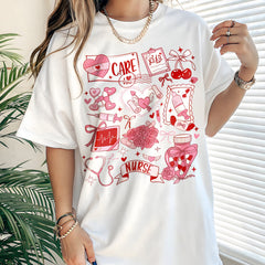 Valentine Nurse Doodle Elements DTF Transfer, Ready to Press DTF663
