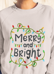 Merry and Bright Christmas Light DTF Transfer for T-shirts, Hoodies, Heat Transfer, Ready for Press Heat Press Transfers DTF196