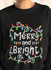 Merry and Bright Christmas Light DTF Transfer for T-shirts, Hoodies, Heat Transfer, Ready for Press Heat Press Transfers DTF196