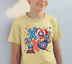 Captain America Superhero XOXO Hearts DTF Transfer, Ready to Press DTF653