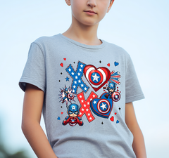 Captain America Superhero XOXO Hearts DTF Transfer, Ready to Press DTF653