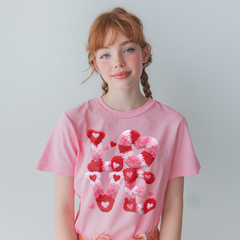 LOVE Hearts Chenille Texture DTF Transfer, Ready to Press DTF666