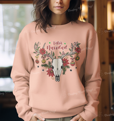 Reindeer Skull Christmas DTF Transfer, Ready for Press Heat Press Transfers DTF229