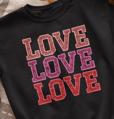 Faux Glitter Love DTF Transfer, Ready for Press Heat Press Transfers DTF283