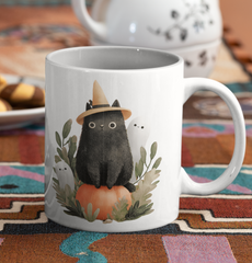 Witch Cat Halloween UV DTF Wrap for 16oz Libbey Glass | Cute Pumpkin UV143