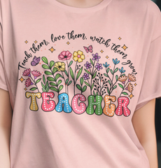 Teacher Wildflowers DTF, Ready for Press, Heat Press Transfers DTF413