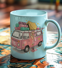 Pink Glamp Van UV DTF Wrap for 16oz Libbey Glass | Vibe Camper Design UV136