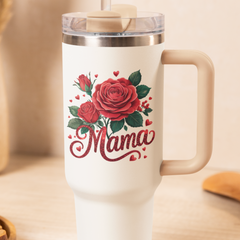 Red Rose Mama UV DTF Cup Wrap for 16oz Libbey Glass UV119