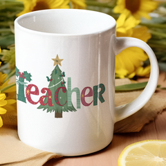 Teacher Christmas UV DTF Libbey Glass Wrap 16oz – Holiday Sticker UV059
